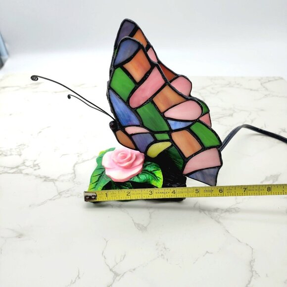 Tiffany Style Stained Glass Butterfly Night Light Table Accent Lamp On Off Switc - Picture 6 of 8